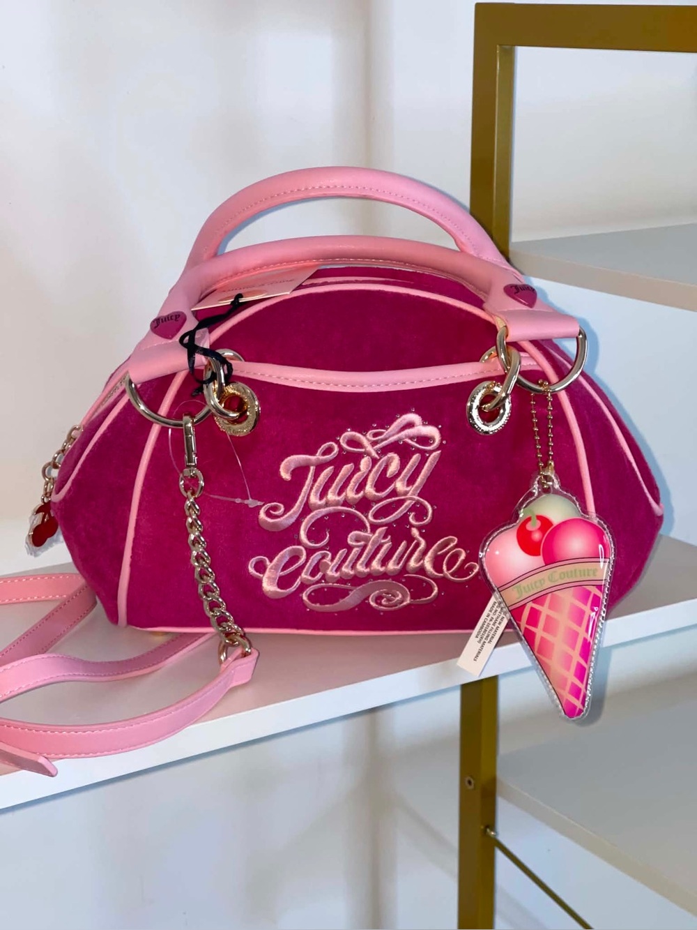 Juicy Couture Sugar Rush Satchel Bag Raspberry Tart Ice Cream Cherry NWT
